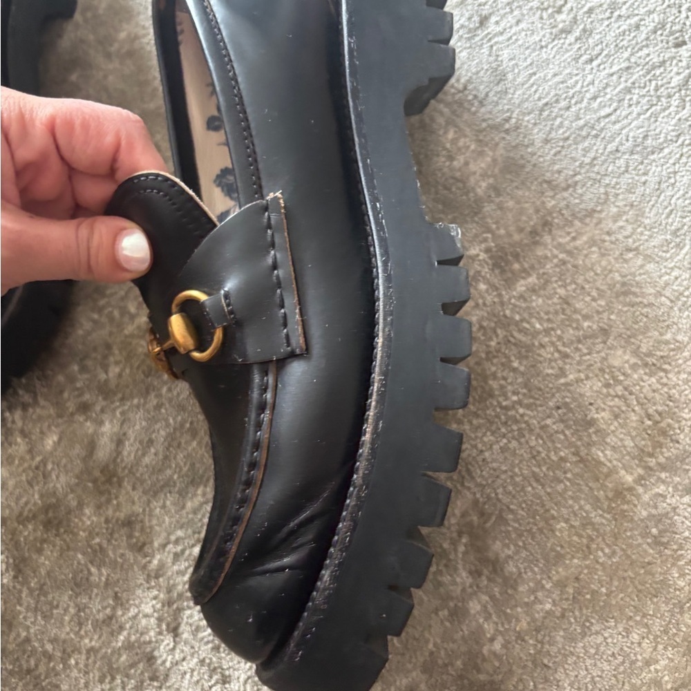 Gucci Black Lug Sole Loafers with Horsebit Size 41.5 - Picture 9 of 16